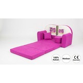 Kinder slaapbank set - logeermatras - sofa - 170 x 100 x 8 - slaapbank - roze - uiltjes