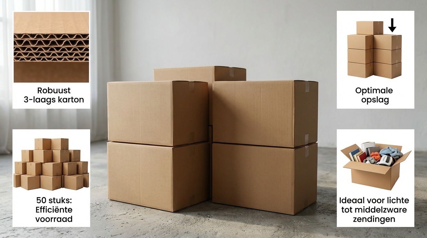 Verzenddozen 60x40x40 cm - 3-laags karton, bruin (50 stuks)