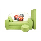 Kinder slaapbank set - logeermatras - sofa - 170 x 100 x 8 - slaapbank - licht groen - cars