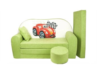Kinder slaapbank set - logeermatras - sofa - 170 x 100 x 8 - slaapbank - licht groen - cars