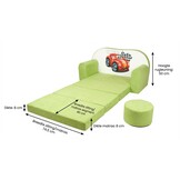 Kinder slaapbank set - logeermatras - sofa - 170 x 100 x 8 - slaapbank - licht groen - cars