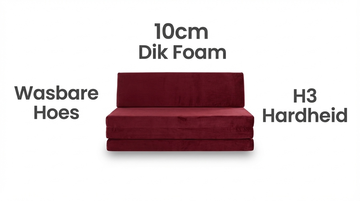 Opklapmatras 200x120cm Bordeaux - 10cm dik Foam - Wasbare Hoes