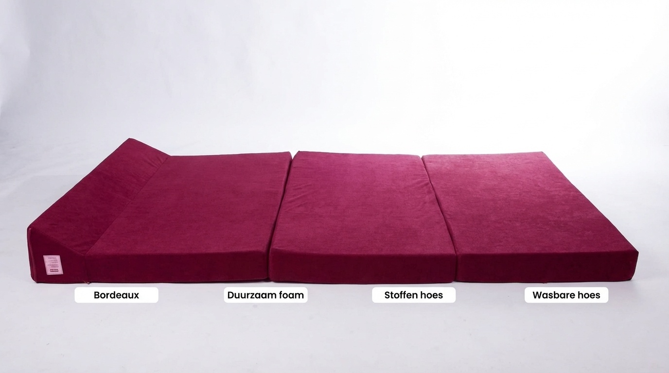 Opklapmatras 200x120cm Bordeaux - 10cm dik Foam - Wasbare Hoes