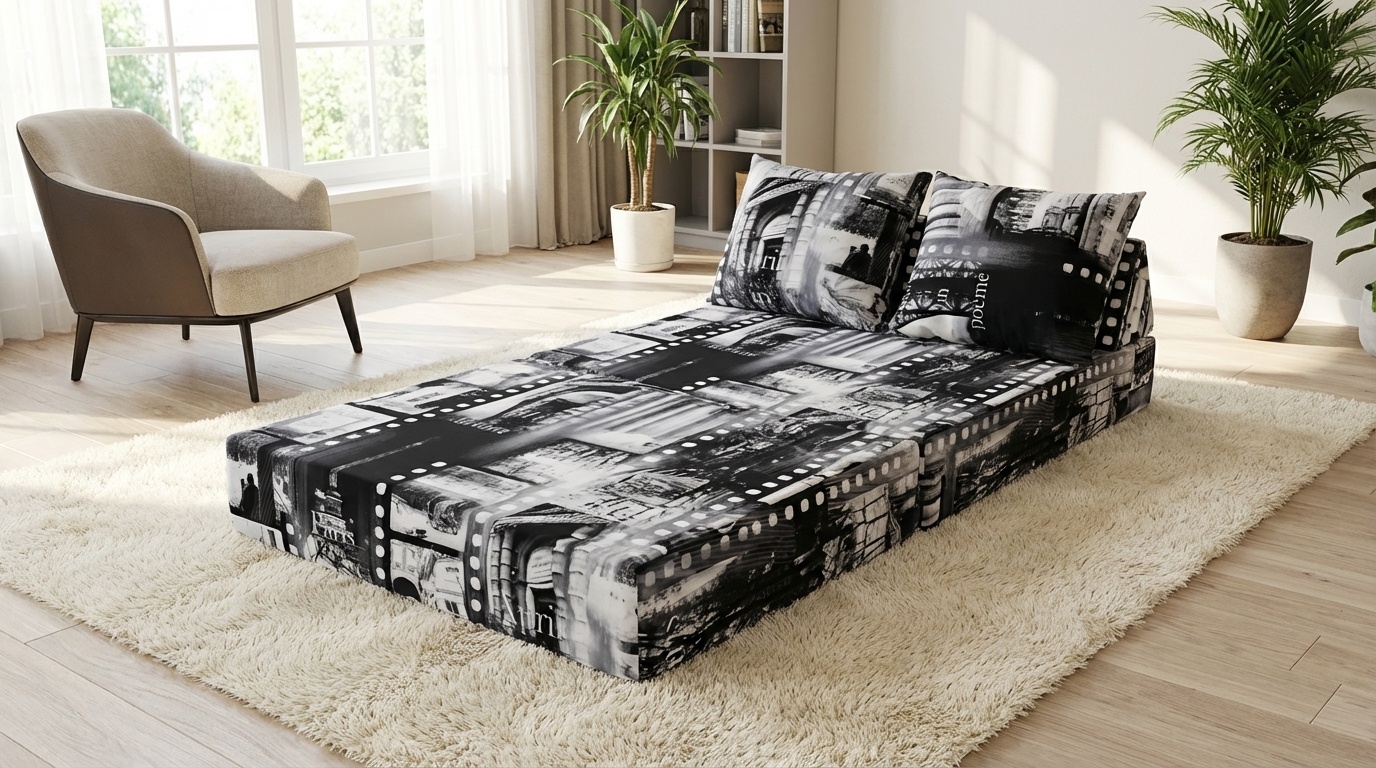 Logematras 200x70 - Opvouwbaar, 15cm dik, Wit/Zwart schuim