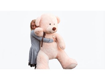 Grote roze knuffelbeer I love you