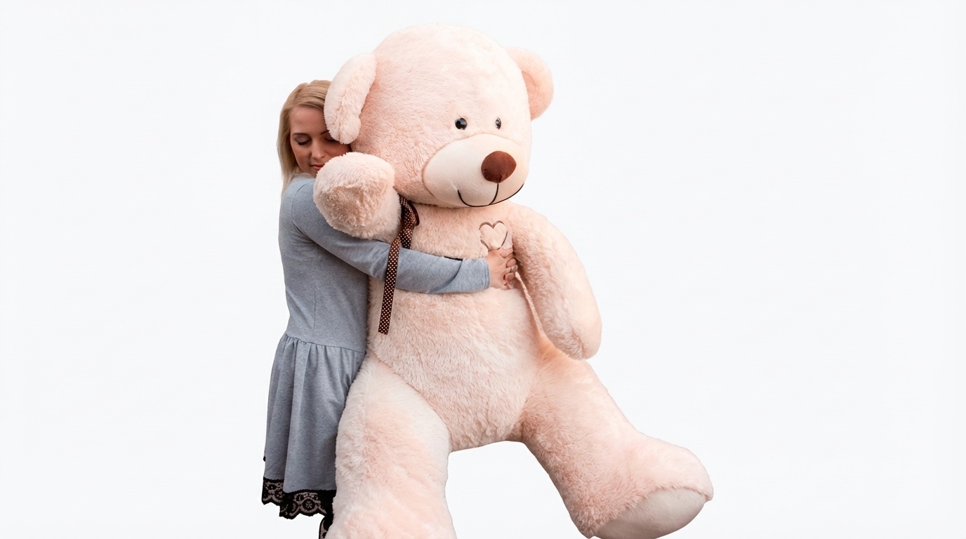 Grote roze knuffelbeer I love you