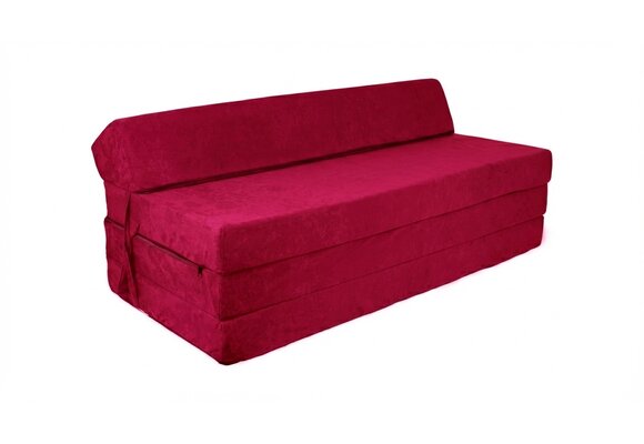 Opvouwbaar matras met hoofdkussen - Wasbare hoes - 200cm x 120cm x 10cm - bordeaux