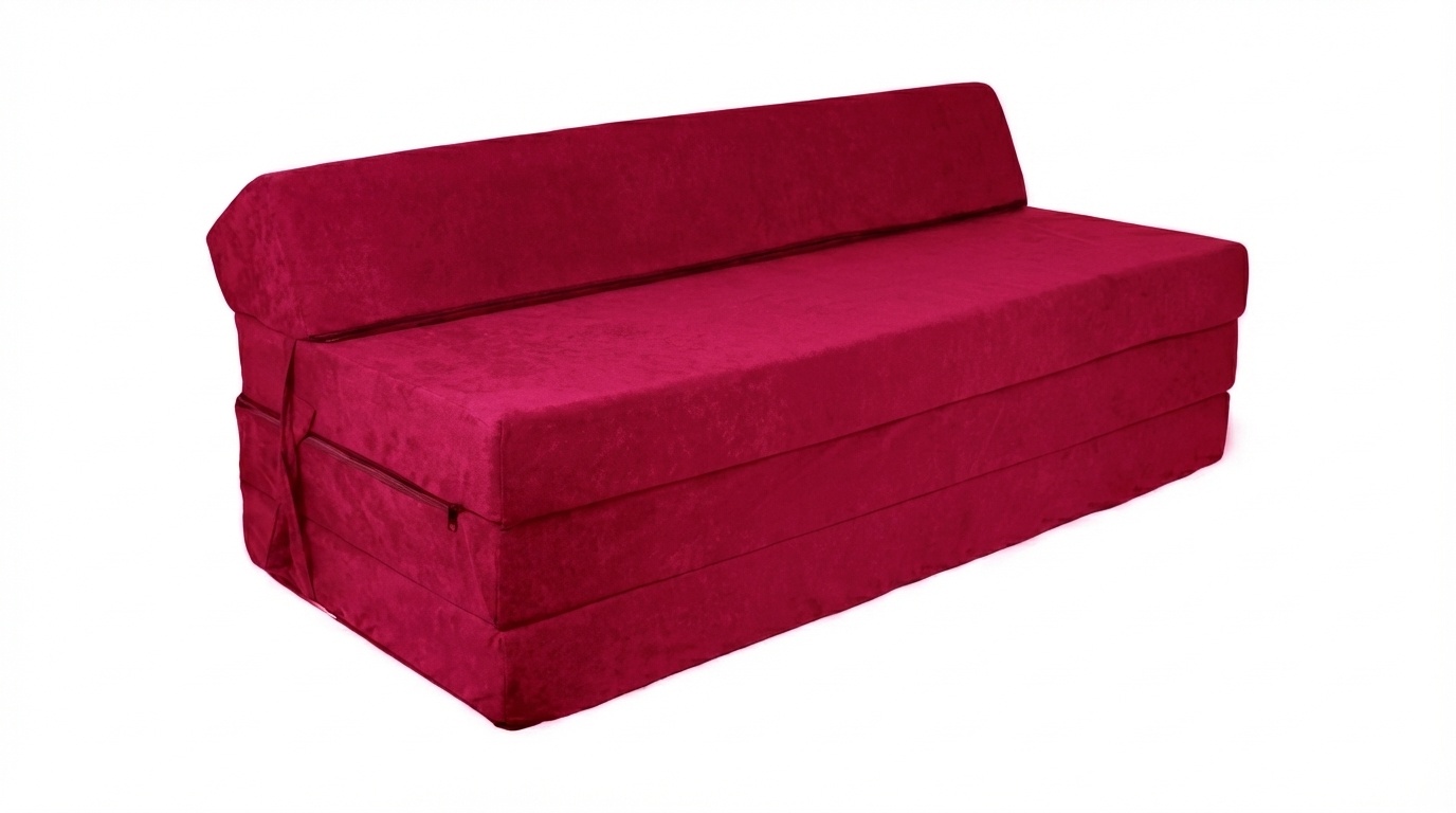 Opvouwbaar matras met hoofdkussen - Wasbare hoes - 200cm x 120cm x 10cm - bordeaux