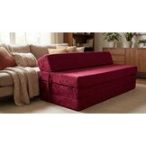 Opvouwbaar matras met hoofdkussen - Wasbare hoes - 200cm x 120cm x 10cm - bordeaux