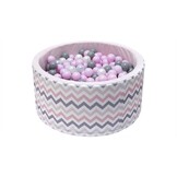Ballenbak - stevige ballenbad -90 x 40 cm - 200 ballen Ø 7 cm - roze, wit, grijs en zilver