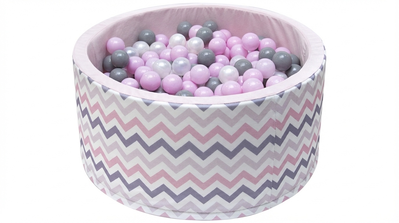 Ballenbak - stevige ballenbad -90 x 40 cm - 200 ballen Ø 7 cm - roze, wit, grijs en zilver