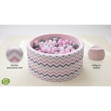 Ballenbak - stevige ballenbad -90 x 40 cm - 200 ballen Ø 7 cm - roze, wit, grijs en zilver
