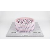 Ballenbak - stevige ballenbad -90 x 40 cm - 200 ballen Ø 7 cm - roze, wit, grijs en zilver