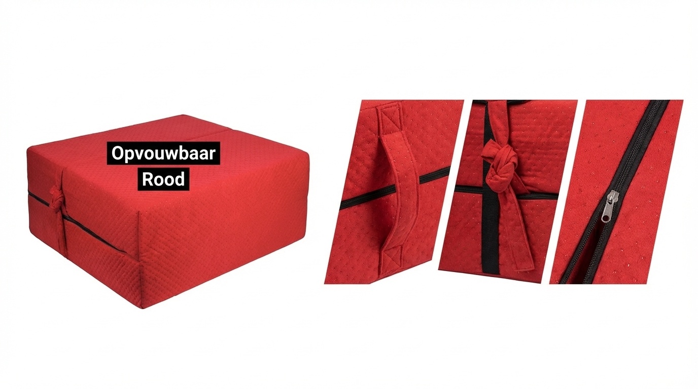 Opvouwbaar logeermatras 200x70x15 cm Rood - Comfortabel & Compact