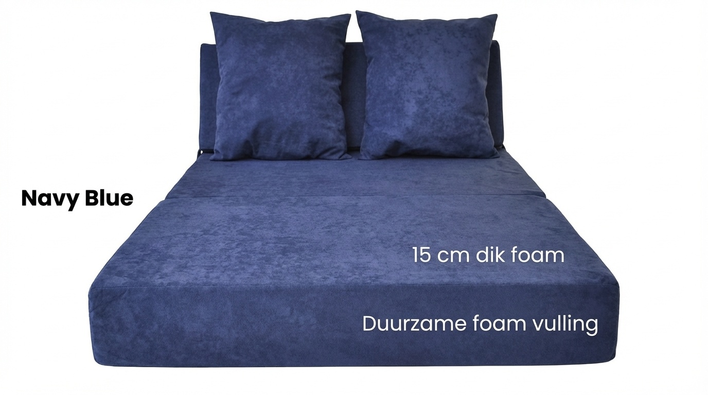 Opklapbed Navy Blue - 200x70x15 cm Foam | Compact Logeermatras