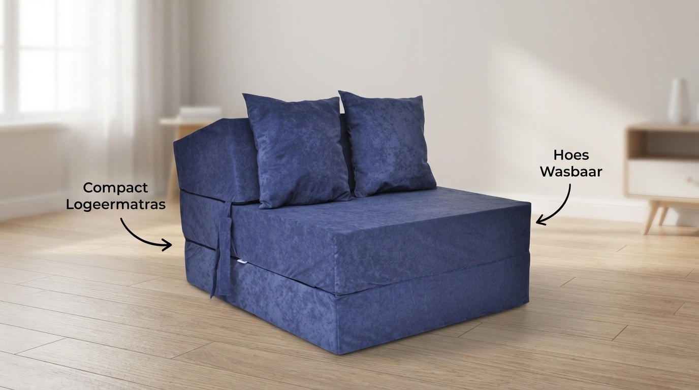 Opklapbed Navy Blue - 200x70x15 cm Foam | Compact Logeermatras