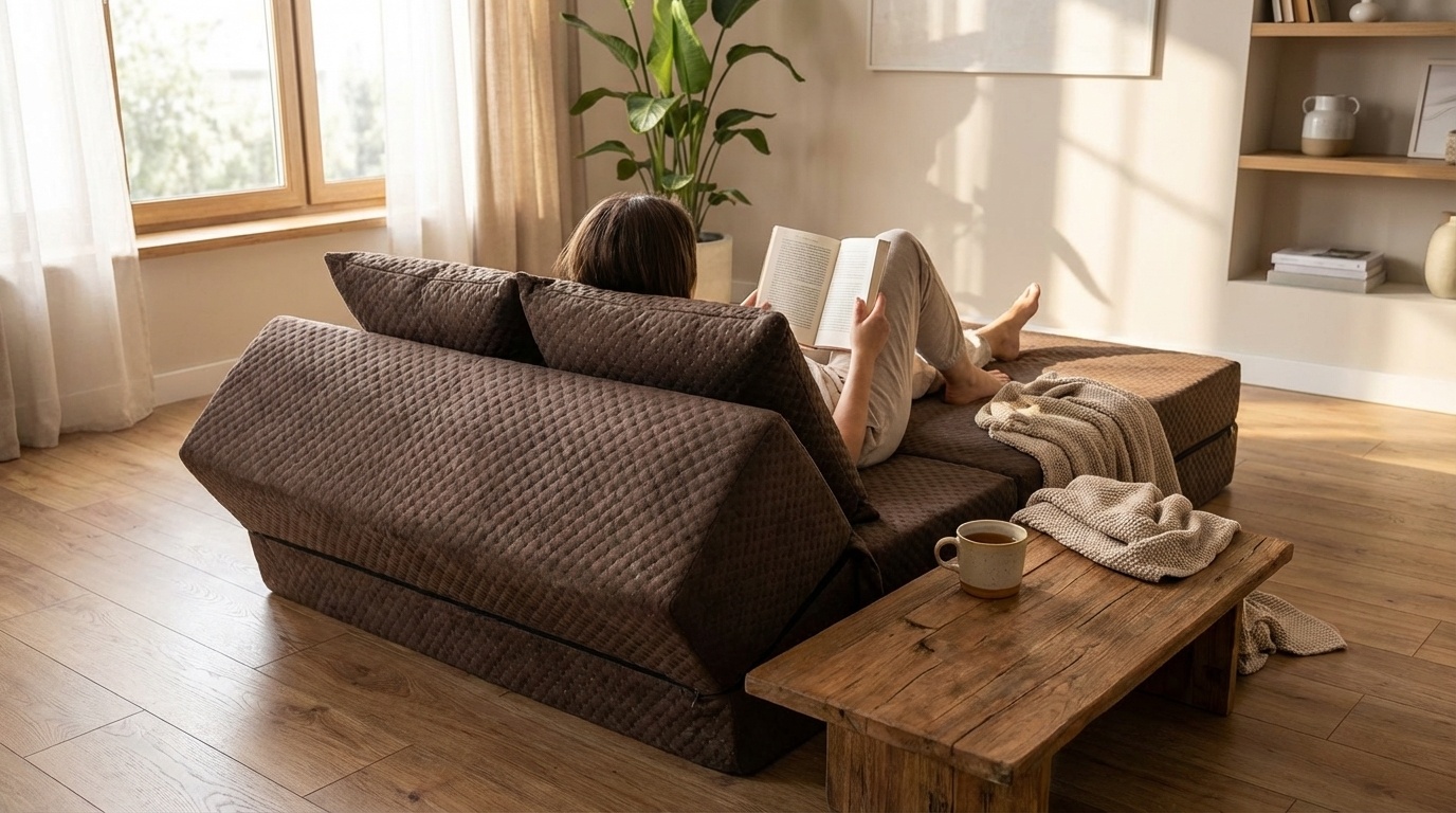 Opvouwbaar logeermatras | 200x70x15cm bruin foam | Luxe & Compact