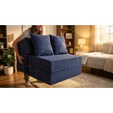 Logeermatras Navy Blue  - opvouwbaar matras - 200x70x15 cm - campingmatras