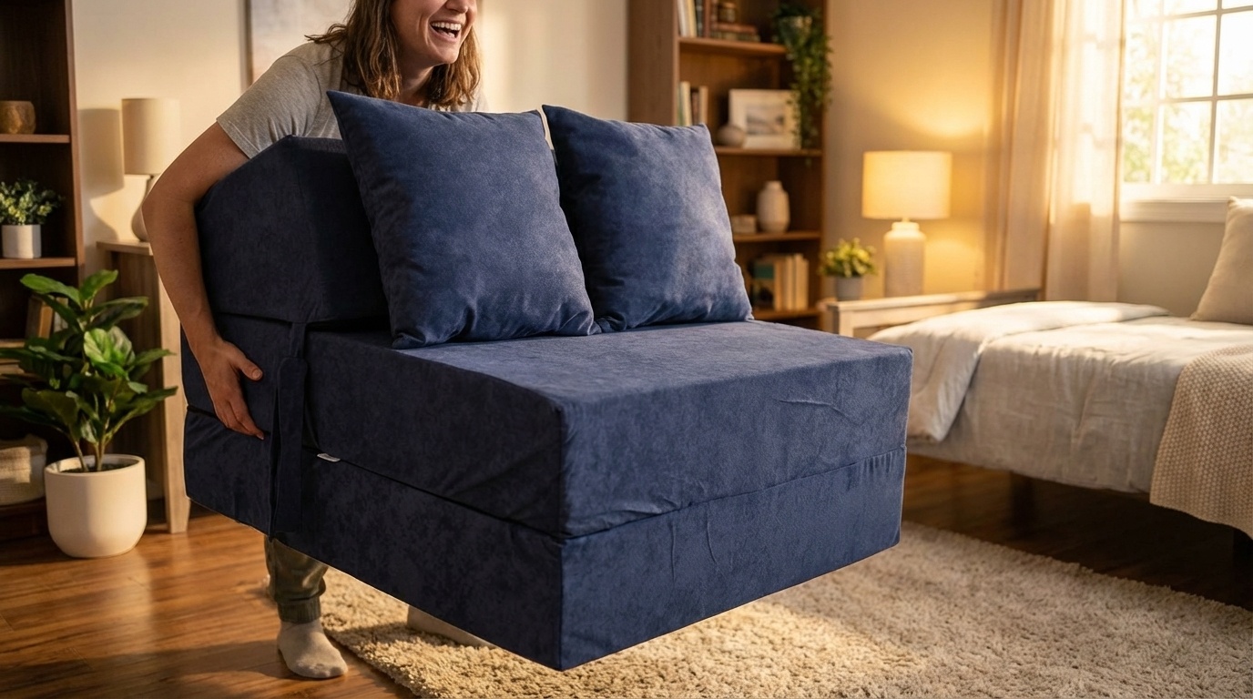 Logeermatras Navy Blue  - opvouwbaar matras - 200x70x15 cm - campingmatras