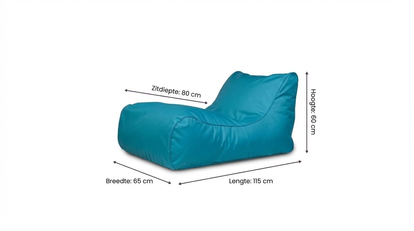 Luxe relax poef - blauw - wasbare polyester hoes