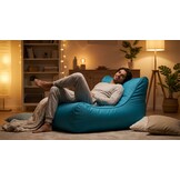 Blauwe zitzak | Luxe Relax Poef (115x65x60cm) Polyester
