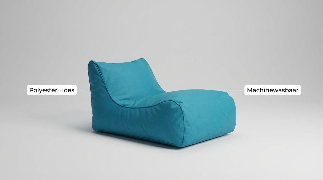 Blauwe zitzak | Luxe Relax Poef (115x65x60cm) Polyester