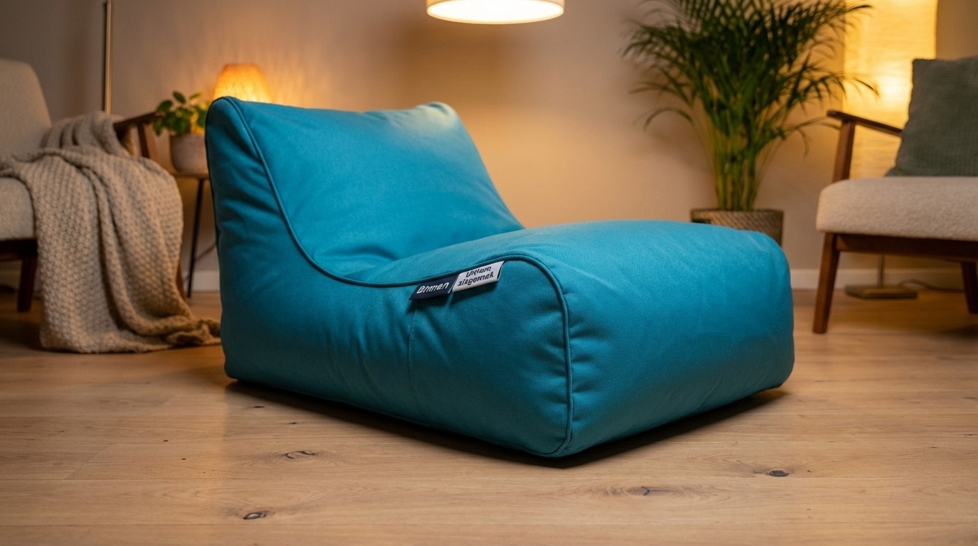 Blauwe zitzak | Luxe Relax Poef (115x65x60cm) Polyester