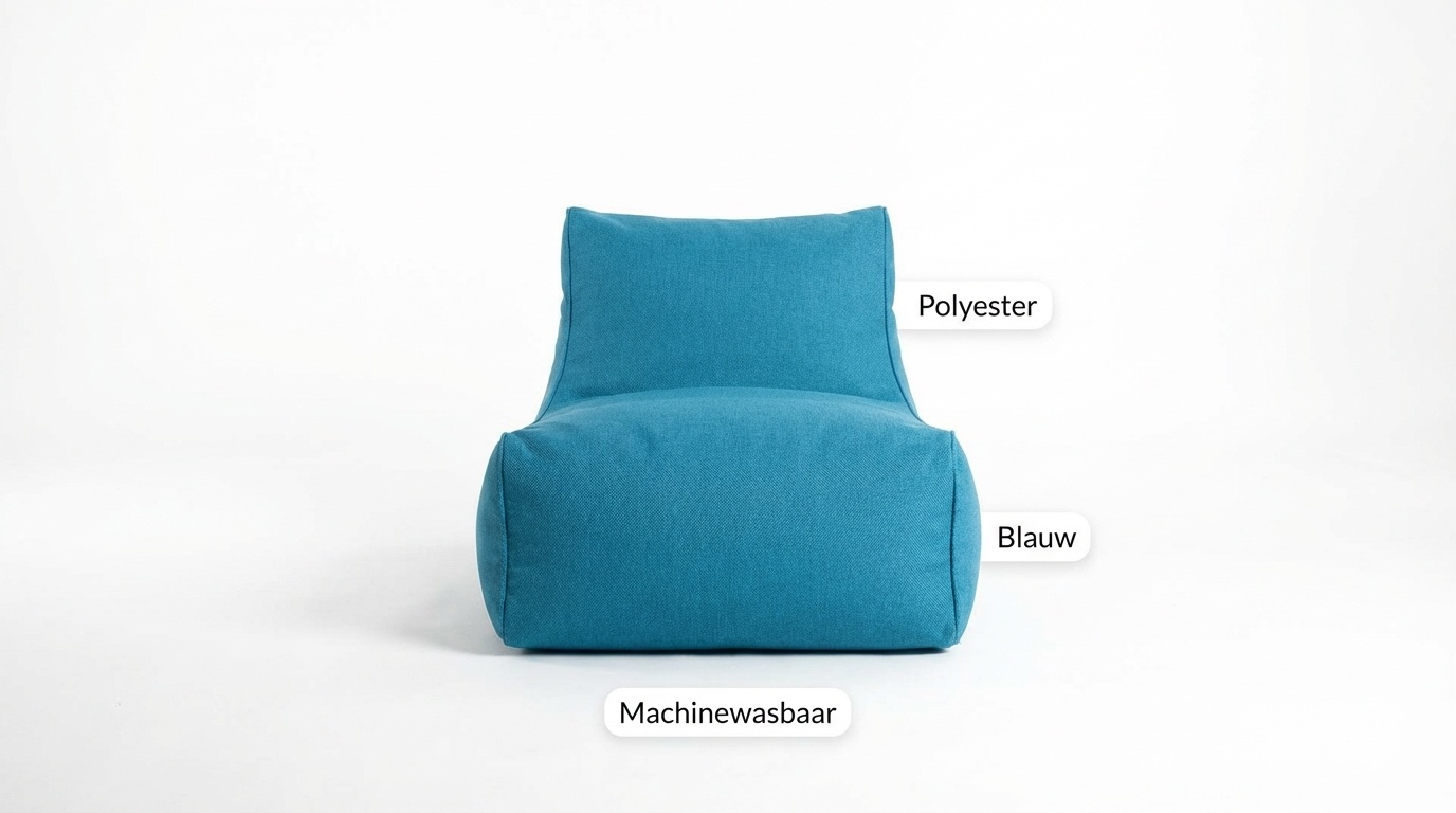Blauwe zitzak | Luxe Relax Poef (115x65x60cm) Polyester