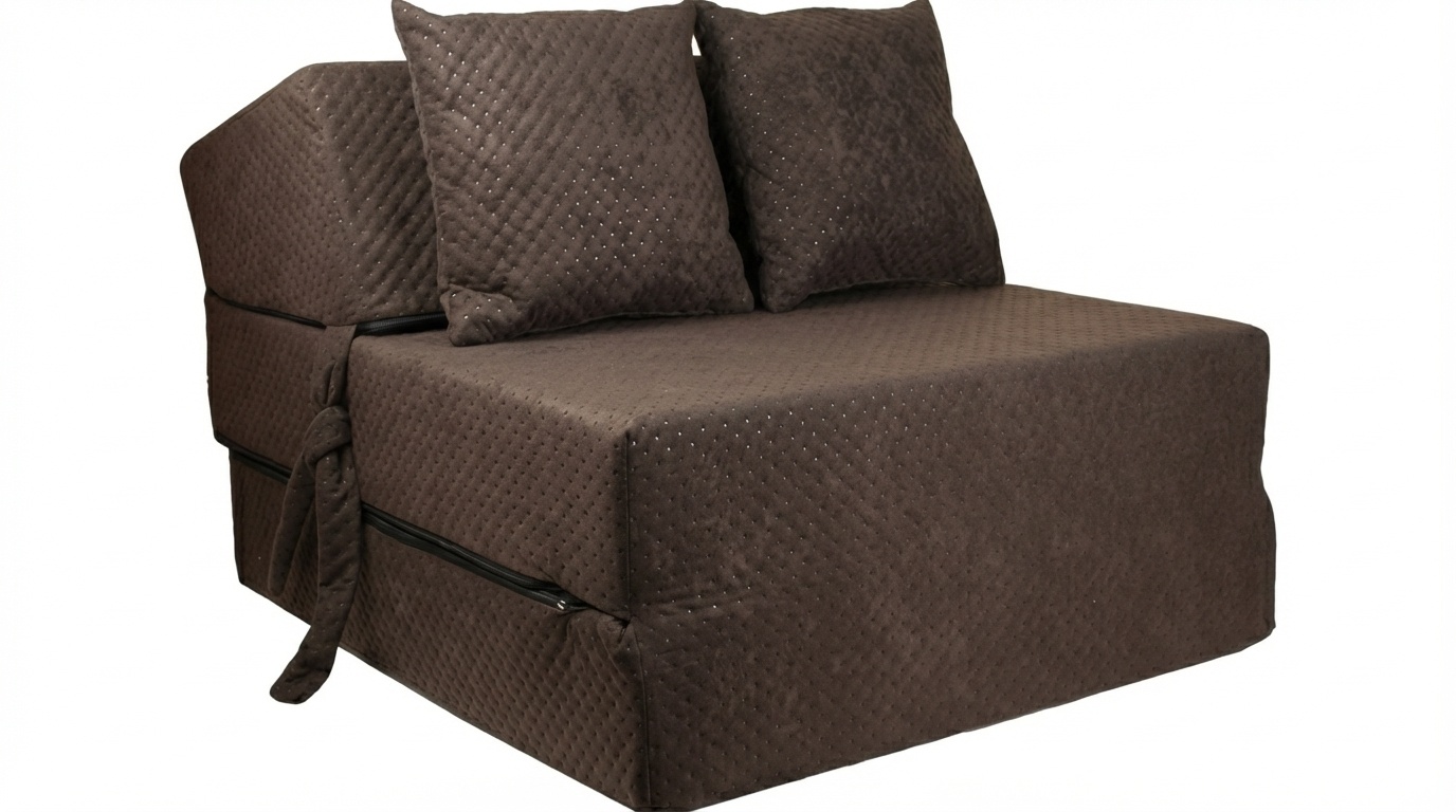 Luxe logeermatras - bruin - camping matras - reismatras - opvouwbaar matras - 200 x 70 x 15 - met kussens