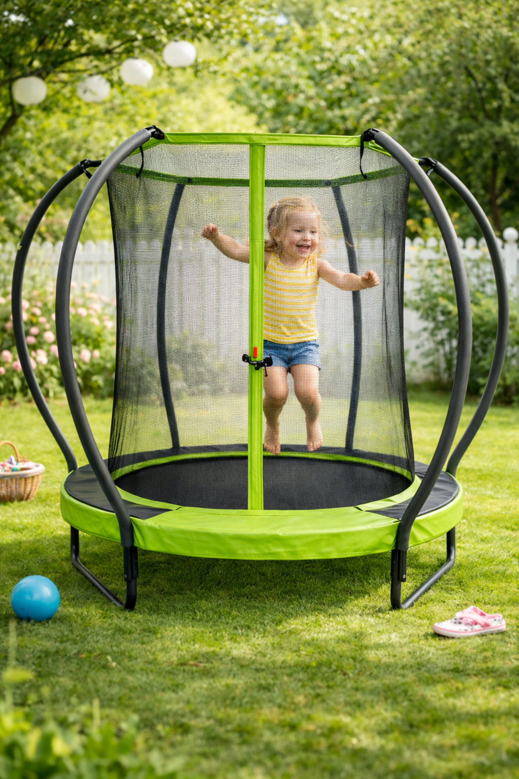 Trampoline rond - 183 cm - met veiligheidsnet - groen zwart