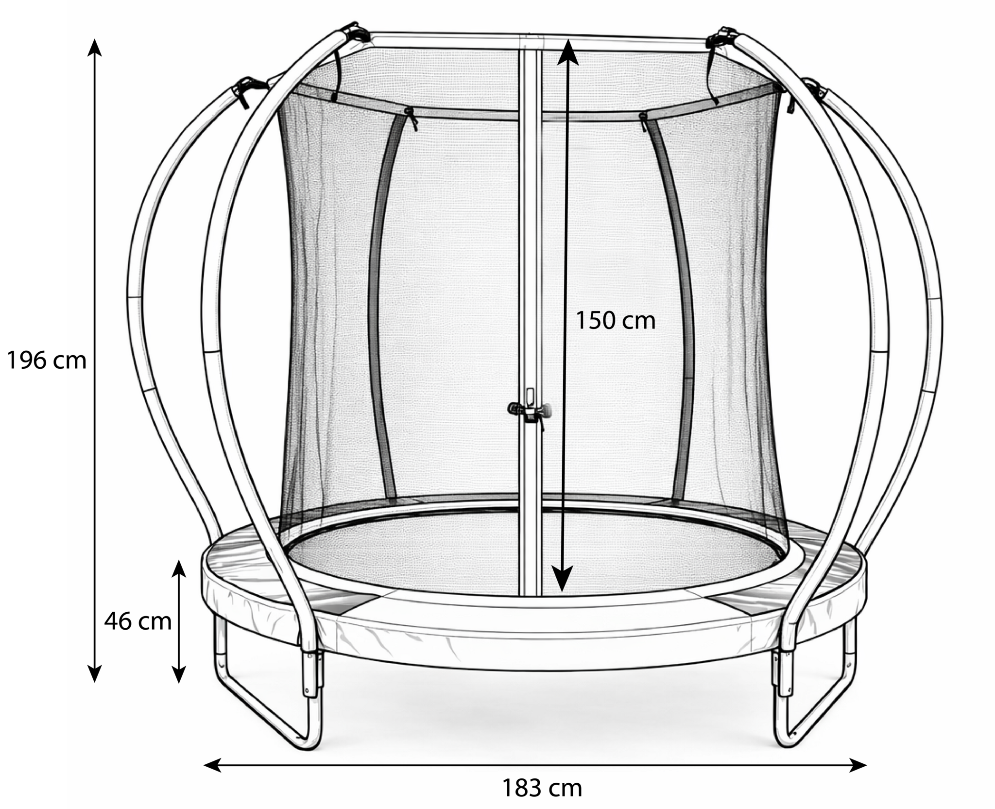 Trampoline rond - 183 cm - met veiligheidsnet - groen zwart