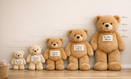 Grote knuffelbeer kopen: welke maten zijn er en wat past bij welke leeftijd?