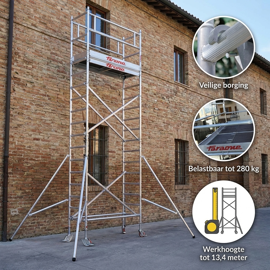 Rolsteiger - 75x180 cm - aluminium - werkhoogte 13,4 m