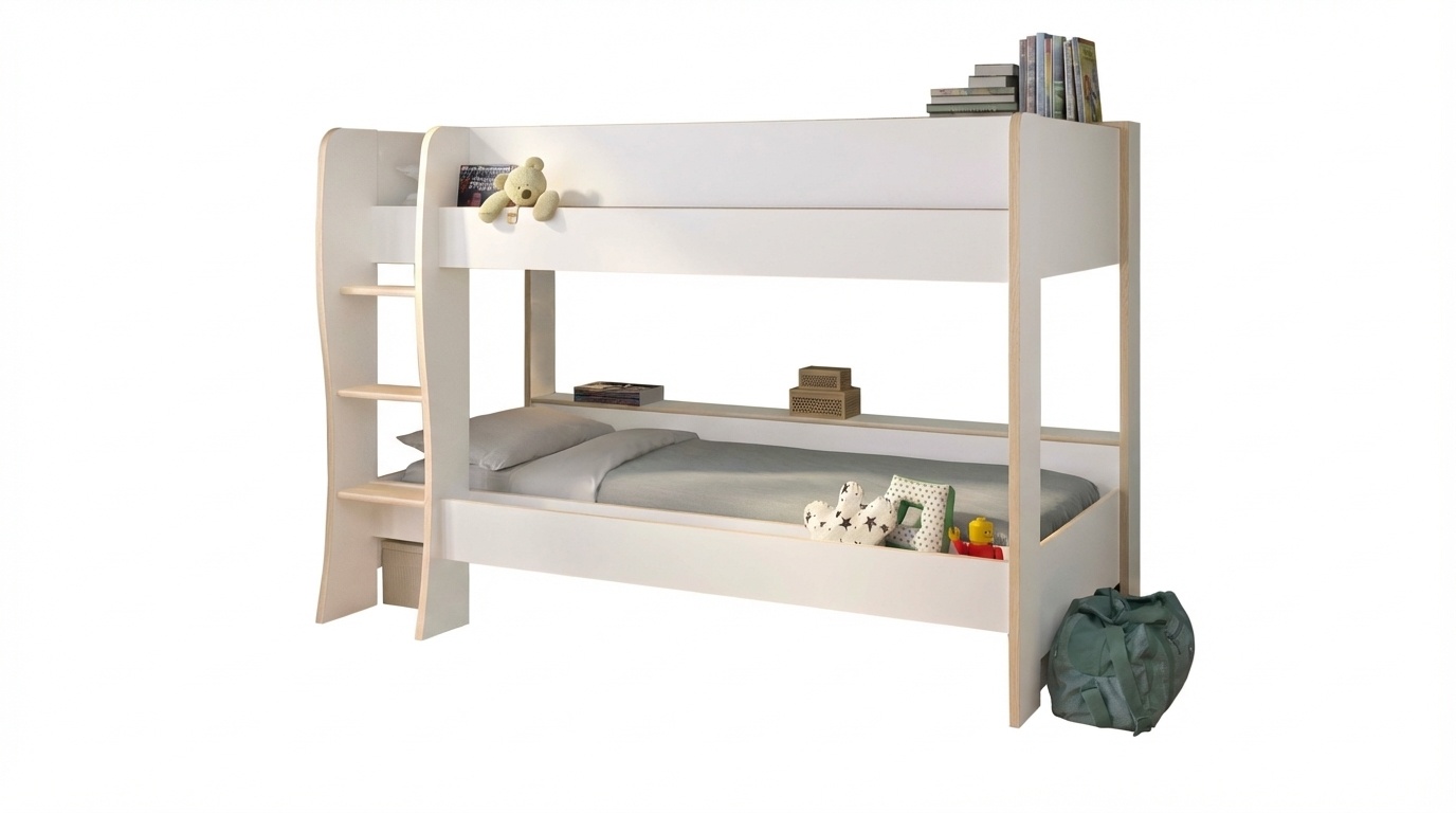 Kinderkamer bed: Stapelbed 90x200cm wit eiken – Ruimtebesparend & Opberg