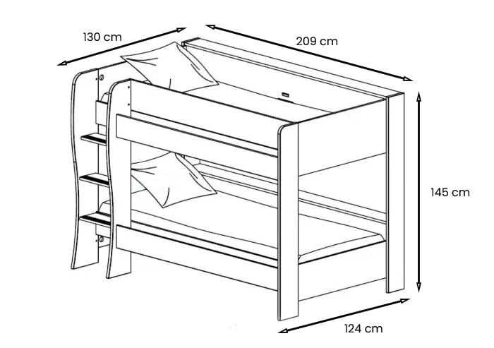 Kinderkamer bed: Stapelbed 90x200cm wit eiken – Ruimtebesparend & Opberg