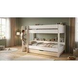 Kinderkamer bed: Stapelbed 90x200cm wit eiken – Ruimtebesparend & Opberg