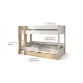 Kinderkamer bed: Stapelbed 90x200cm wit eiken – Ruimtebesparend & Opberg