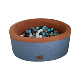 Ballenbak - stevige ballenbad - 90 x 30 cm - 200 ballen - wit, grijs, zwart en lichtblauw