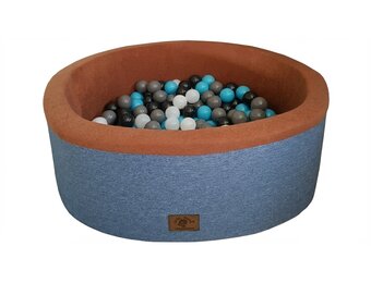 Ballenbak - stevige ballenbad - 90 x 30 cm - 200 ballen - wit, grijs, zwart en lichtblauw