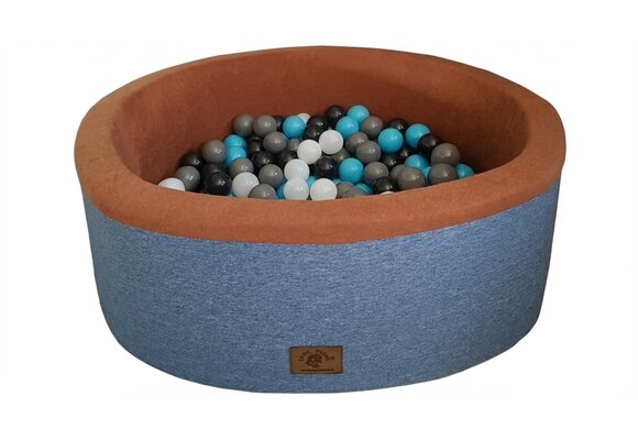 Ballenbak - stevige ballenbad - 90 x 30 cm - 200 ballen - wit, grijs, zwart en lichtblauw