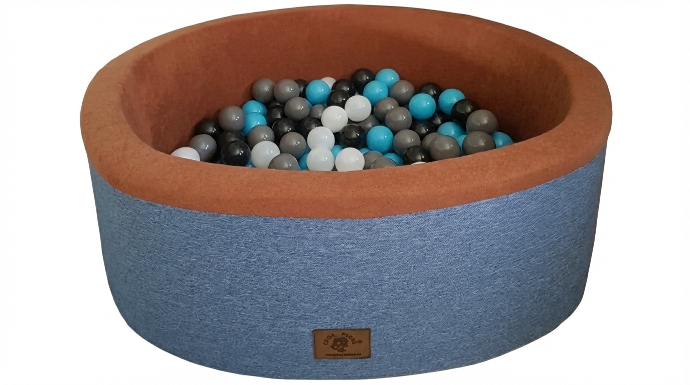 Ballenbak - stevige ballenbad - 90 x 30 cm - 200 ballen - wit, grijs, zwart en lichtblauw