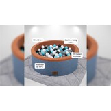 Ballenbak - stevige ballenbad - 90 x 30 cm - 200 ballen - wit, grijs, zwart en lichtblauw