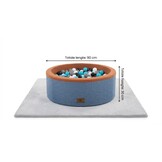 Ballenbak - stevige ballenbad - 90 x 30 cm - 200 ballen - wit, grijs, zwart en lichtblauw