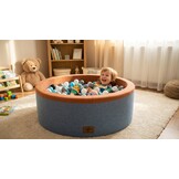 Ballenbak - stevige ballenbad - 90 x 30 cm - 200 ballen - wit, grijs, zwart en lichtblauw