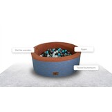 Ballenbak - stevige ballenbad - 90 x 30 cm - 200 ballen - wit, grijs, zwart en lichtblauw