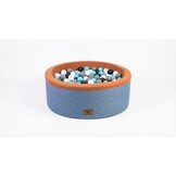 Ballenbak - stevige ballenbad - 90 x 30 cm - 200 ballen - wit, grijs, zwart en lichtblauw