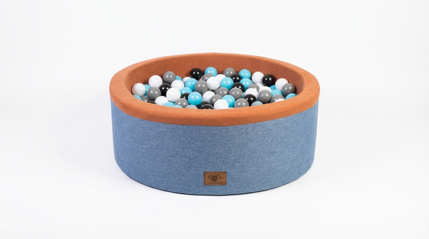 Ballenbak - stevige ballenbad - 90 x 30 cm - 200 ballen - wit, grijs, zwart en lichtblauw