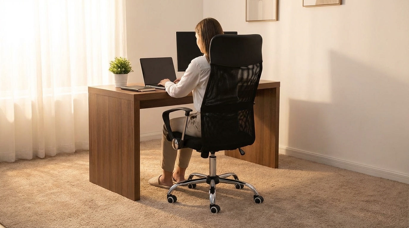 Bureaustoel zwart kunstleer ergonomisch verstelbaar