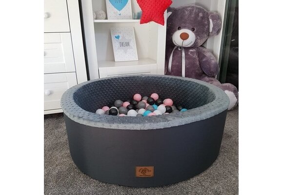 Ballenbak - stevige ballenbad - 90 x 30 cm - 200 ballen - wit,grijs, zwart, roze en blauw