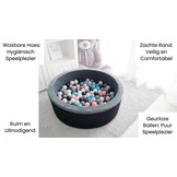 Ballenbak - stevige ballenbad - 90 x 30 cm - 200 ballen - wit,grijs, zwart, roze en blauw